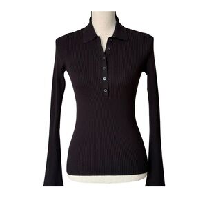 Loft women’s Black Ribbed Long Sleeve Top